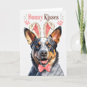 Cartes Pour Fêtes Annuelles Chien de bétail australien à Bunny Ears pour Pâque