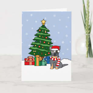 Cartes Pour Fêtes Annuelles Chien de bétail australien et arbre de Noël