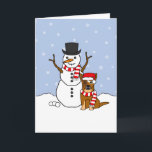 Cartes Pour Fêtes Annuelles Chien de bétail australien et Snowman<br><div class="desc">Envoyez vos souhaits de vacances à votre fan de chien de bétail australien préféré avec cette carte de voeux design de race de chien. Personnalisez votre message à l'intérieur.</div>
