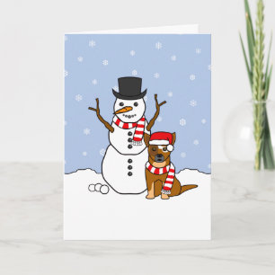 Cartes Pour Fêtes Annuelles Chien de bétail australien et Snowman