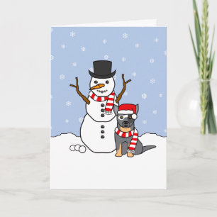Cartes Pour Fêtes Annuelles Chien de bétail australien et Snowman