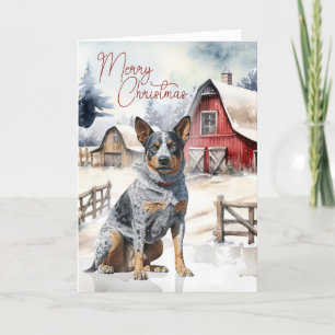 Cartes Pour Fêtes Annuelles Chien de bétail australien Joyeux Noël Rouge Grang