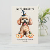 Cartes Pour Fêtes Annuelles Chien de caniche Joyeux Halloween (Debout devant)