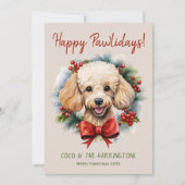Cartes Pour Fêtes Annuelles Chien de caniche Noël Joyeux Pawlidays Howlidays (Devant)