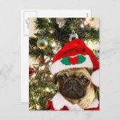 Cartes Pour Fêtes Annuelles chien de Carlin de Noël (Devant / Derrière)