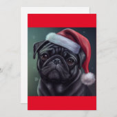 Cartes Pour Fêtes Annuelles Chien de Carlin de Noël, T-shirt cadeau Amoureux d (Devant / Derrière)