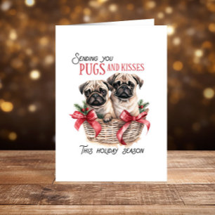 Cartes Pour Fêtes Annuelles Chien de Carlins mignons Noël Joyeux Fêtes