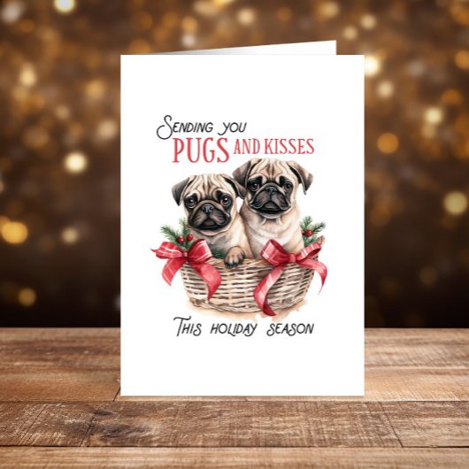 Cartes Pour Fêtes Annuelles Chien de Carlins mignons Noël Joyeux Fêtes