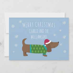 Cartes Pour Fêtes Annuelles Chien de Dachshund personnalisé Joyeux Noël