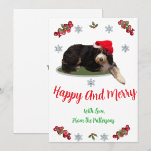 Cartes Pour Fêtes Annuelles Chien de fête portant un chapeau de Père Noël Cart