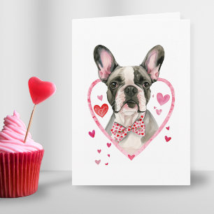 Cartes Pour Fêtes Annuelles Chien de la Fête Valentines Chien Français Coeur F