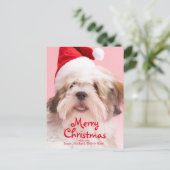 Cartes Pour Fêtes Annuelles Chien de Lhasa Apso utilisant le casquette de Père (Debout devant)