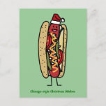 Cartes Pour Fêtes Annuelles Chien de Noël à Chicago<br><div class="desc">Fêtons Noël avec un hot dog,  Hot dog de Chicago avec chapeau de Père Noël. Merci pour regarder Happy Foods Design.</div>