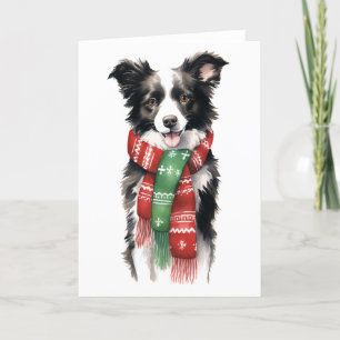 Cartes Pour Fêtes Annuelles Chien de Noël, Border Collie de Fêtes