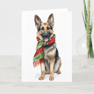 Cartes Pour Fêtes Annuelles Chien de Noël, Chien de vacances, Berger allemand 