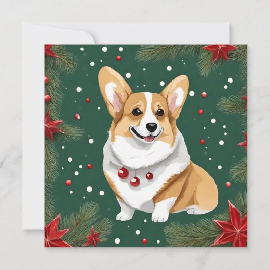 Cartes Pour Fêtes Annuelles Chien de Noël Corgi (Devant)