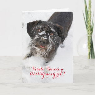 Cartes Pour Fêtes Annuelles Chien de Noël de langue tchèque personnalisé