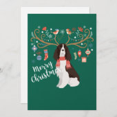 Cartes Pour Fêtes Annuelles Chien de Noël English Springer Spaniel Renne (Devant / Derrière)