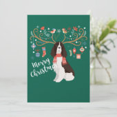 Cartes Pour Fêtes Annuelles Chien de Noël English Springer Spaniel Renne (Debout devant)