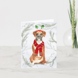 Cartes Pour Fêtes Annuelles Chien de Noël et pins botaniques