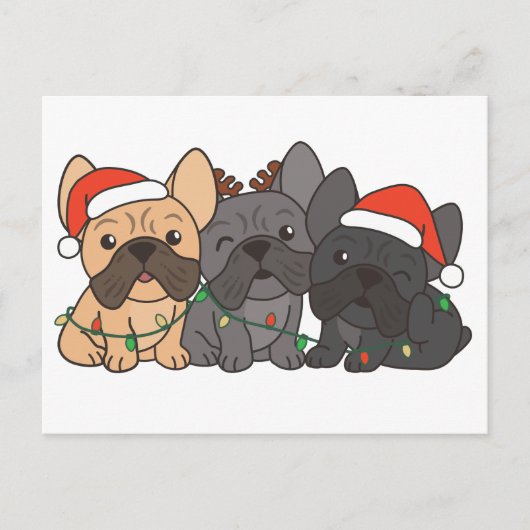 Cartes Pour Fêtes Annuelles Chien de Noël français Animaux de Noël Chiens mign (Devant)