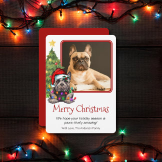 Cartes Pour Fêtes Annuelles Chien de Noël Français Chien de Noël Chien de comp