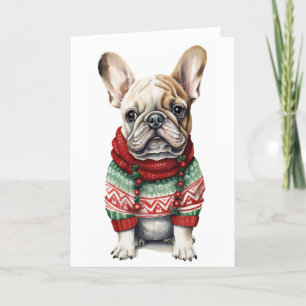 Cartes Pour Fêtes Annuelles Chien de Noël, Français de vacances, Bulldog BLANK