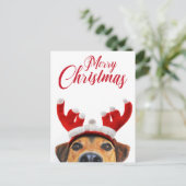 Cartes Pour Fêtes Annuelles Chien de Noël Funny mignon Reindeer Antler Headban (Debout devant)