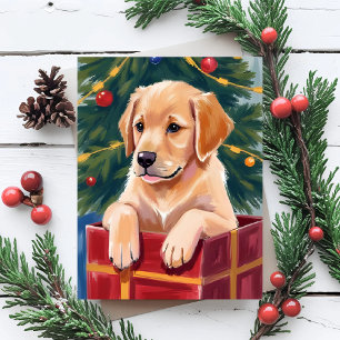 Cartes Pour Fêtes Annuelles Chien de Noël Golden Retriever Cadeau
