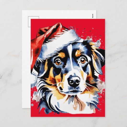 Cartes Pour Fêtes Annuelles Chien de Noël mignon (Devant / Derrière)
