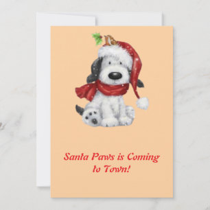Cartes Pour Fêtes Annuelles Chien de Noël mignon avec chapeau et écharpe de Pè