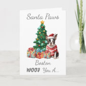 Cartes Pour Fêtes Annuelles Chien de Noël personnalisable Boston Terrier (Devant)