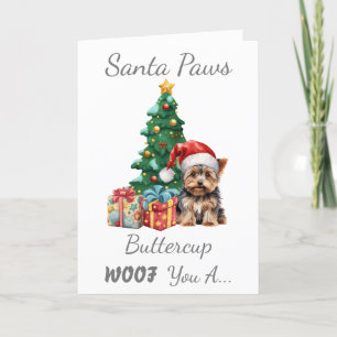Cartes Pour Fêtes Annuelles Chien de Noël personnalisable Yorkshire Terrier
