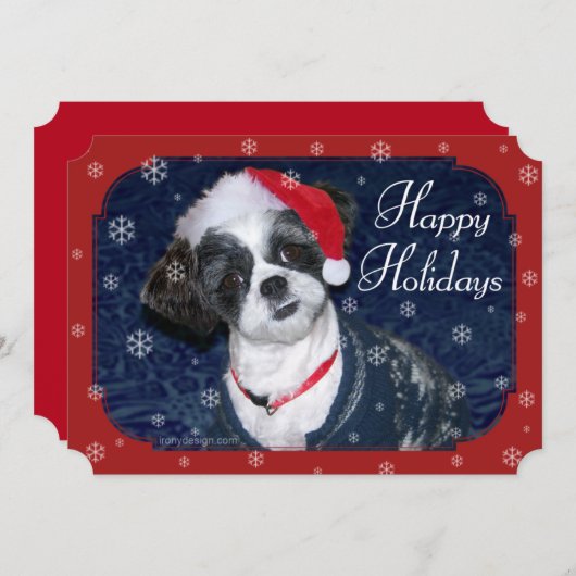 Cartes Pour Fêtes Annuelles Chien de Noël Shih Tzu (Devant / Derrière)