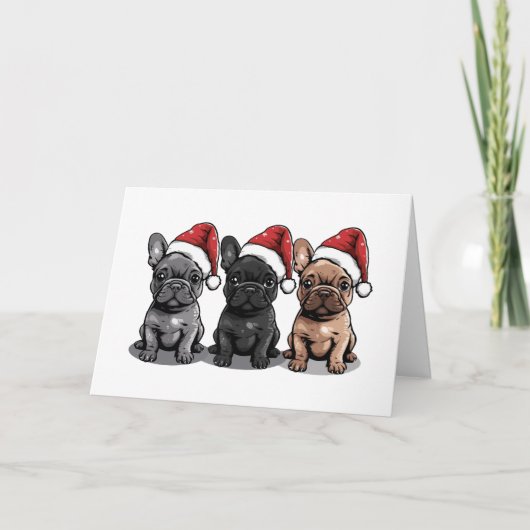 Cartes Pour Fêtes Annuelles Chien de Père Noël (Devant)
