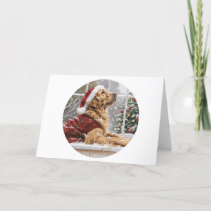 Cartes Pour Fêtes Annuelles Chien de Père Noël de Noël Golden Retriever