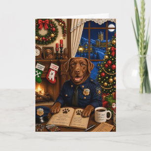 Cartes Pour Fêtes Annuelles Chien de police Labrador 