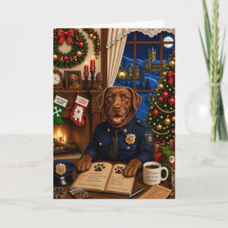 Cartes Pour Fêtes Annuelles Chien de police Labrador