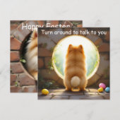 Cartes Pour Fêtes Annuelles Chien de Poméranie - Pâques (Devant / Derrière)