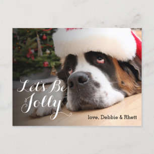 Cartes Pour Fêtes Annuelles Chien de St Bernard avec le casquette de Père Noël