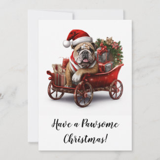 Cartes Pour Fêtes Annuelles Chien de taureau anglais Noël Père Noël Sleigh