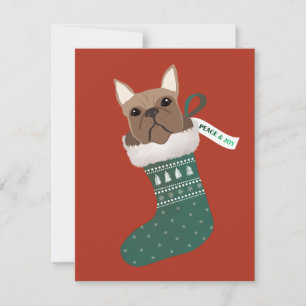 Cartes Pour Fêtes Annuelles Chien de taureau français dans une réserve de Noël