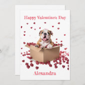 Cartes Pour Fêtes Annuelles Chien de taureau personnalisé en boîte avec Coeurs (Devant / Derrière)