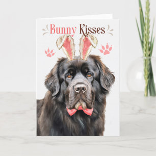 Cartes Pour Fêtes Annuelles Chien de Terre-Neuve à Bunny Ears pour Pâques
