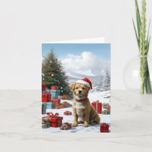 Cartes Pour Fêtes Annuelles Chien doux avec beaucoup de cadeaux