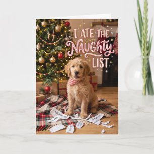 Cartes Pour Fêtes Annuelles Chien drôle a mangé la liste des vilains de Noël