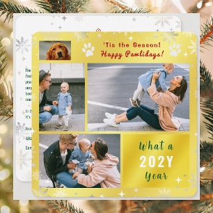 Cartes Pour Fêtes Annuelles Chien Drôle Chat 4 Photos Collage Mignon Élégant D