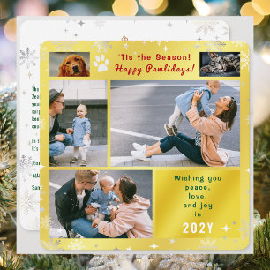 Cartes Pour Fêtes Annuelles Chien Drôle Chat 4 Photos Collage Paix Amour Doré