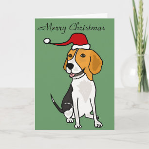 Cartes Pour Fêtes Annuelles Chien drôle de beagle dans l'art de Noël de