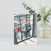 Cartes Pour Fêtes Annuelles chien écossais de Noël rétro (Debout devant)